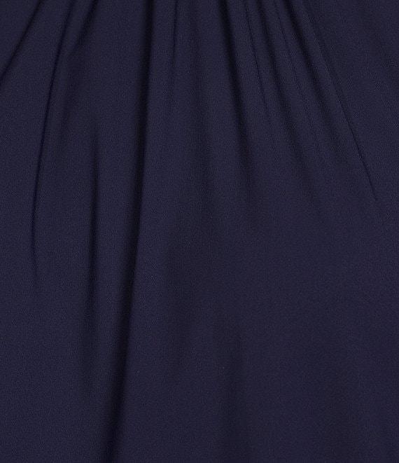 Jude Connally Shari Stretch Knit Ruffle Trim Mock Neck Cap Sleeve Shift Dress Product Image