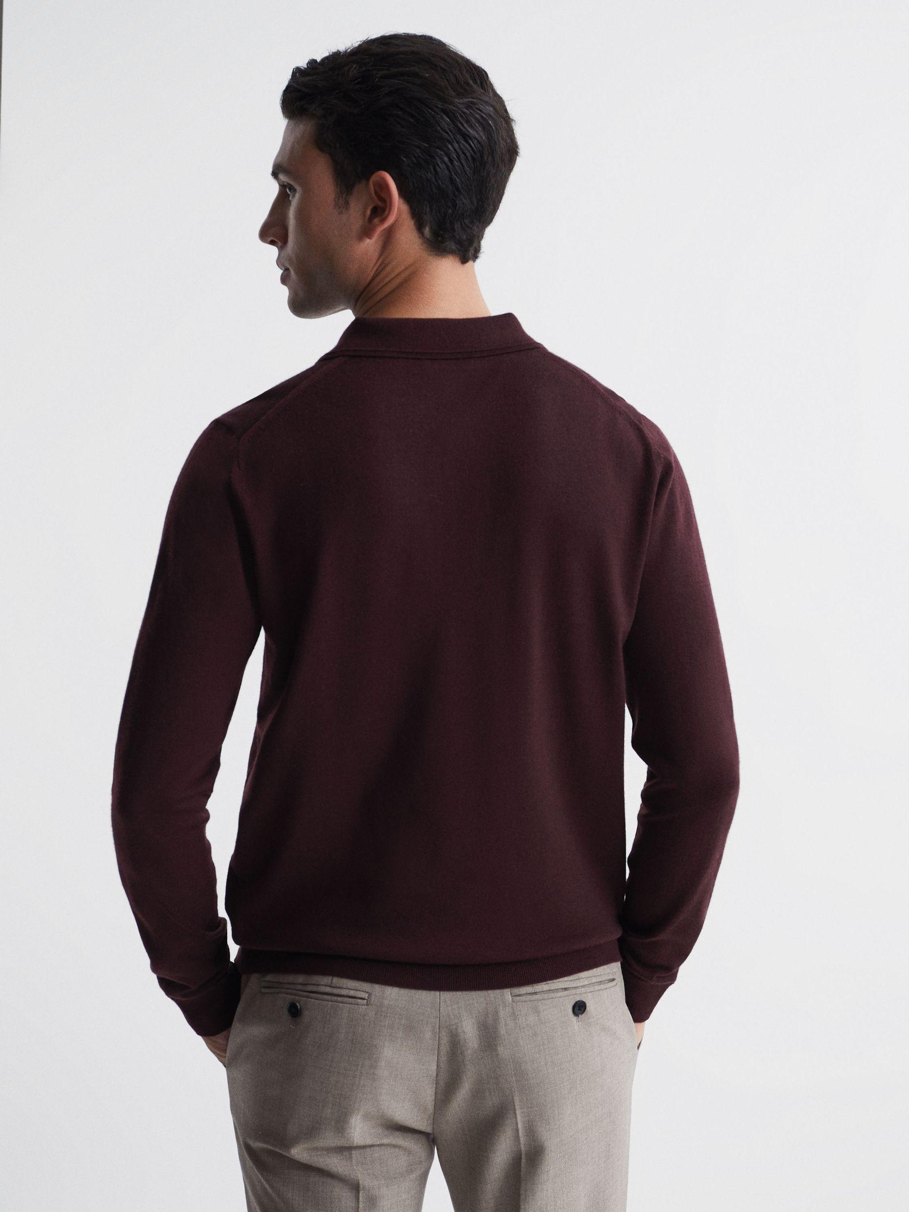 Merino Wool Polo Shirt in Bordeaux Product Image