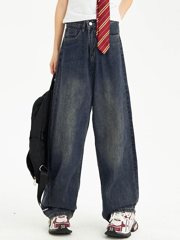 Vintage Blue Ripped Boyfriend Jeans Product Image