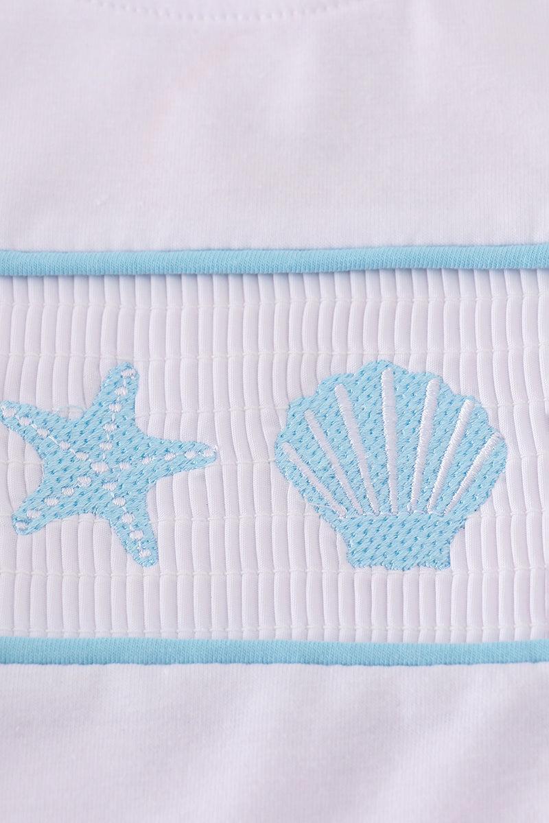 White starfish embroidery smocked set Product Image
