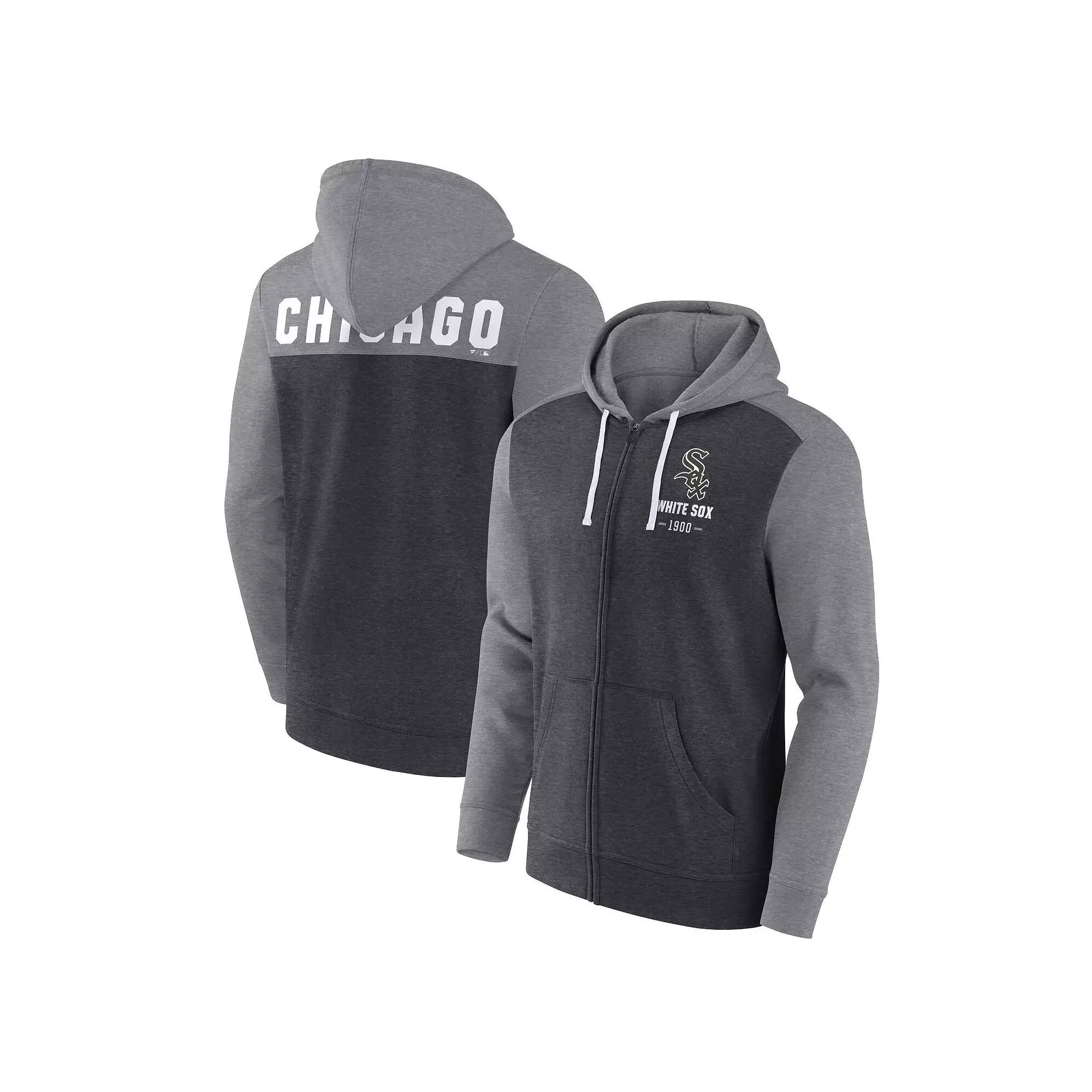 Men's Fanatics Branded Heathered Charcoal/Heathered Gray Chicago White Sox Blown Away Full-Zip Hoodie,  Product Image