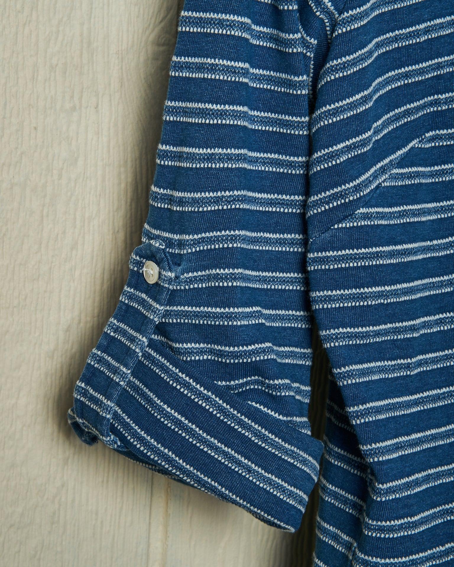 Avalon Indigo Knit Top in Mid-Wash Jacquard Stripe Product Image