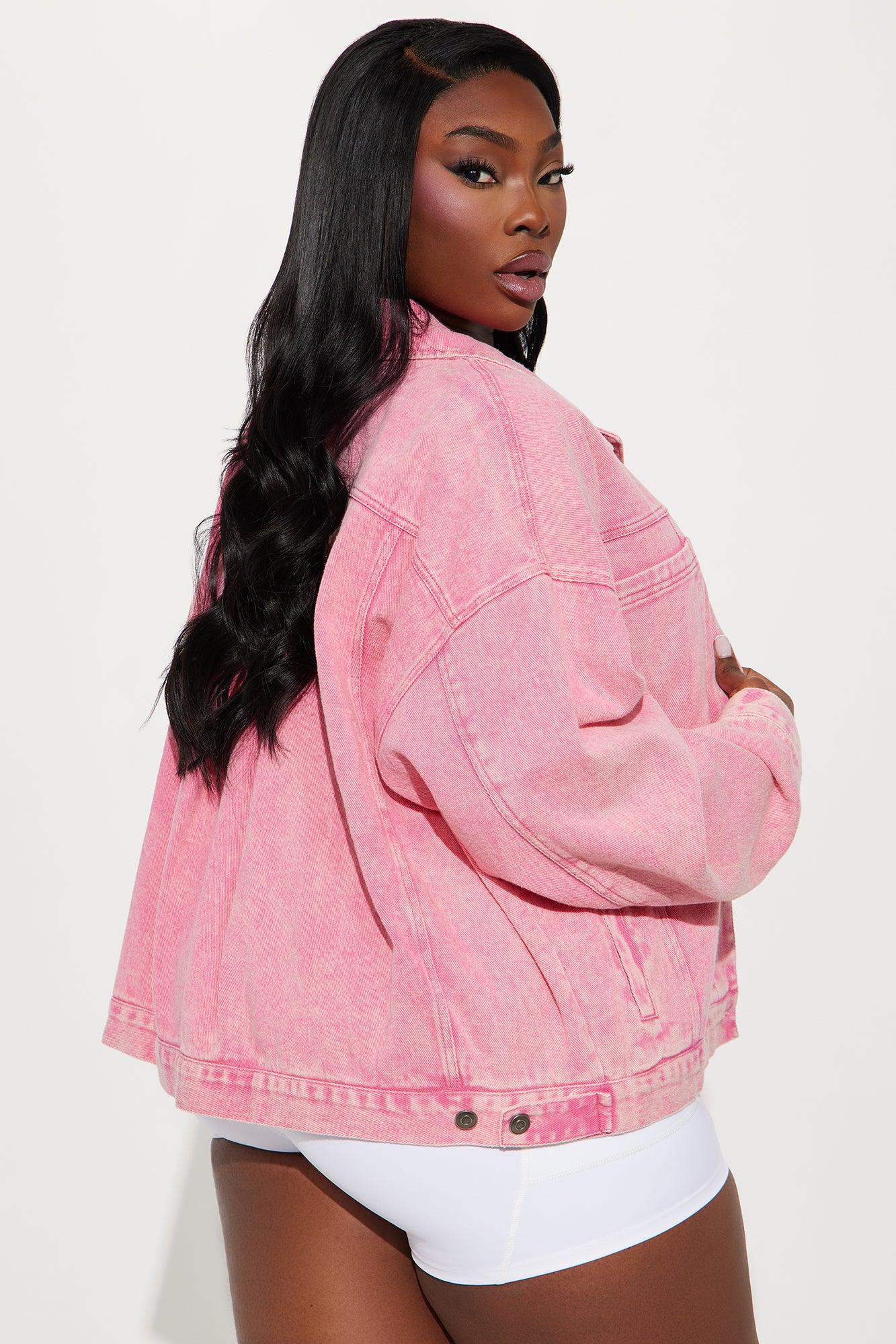 So Laid Back Washed Denim Jacket - Pink Product Image