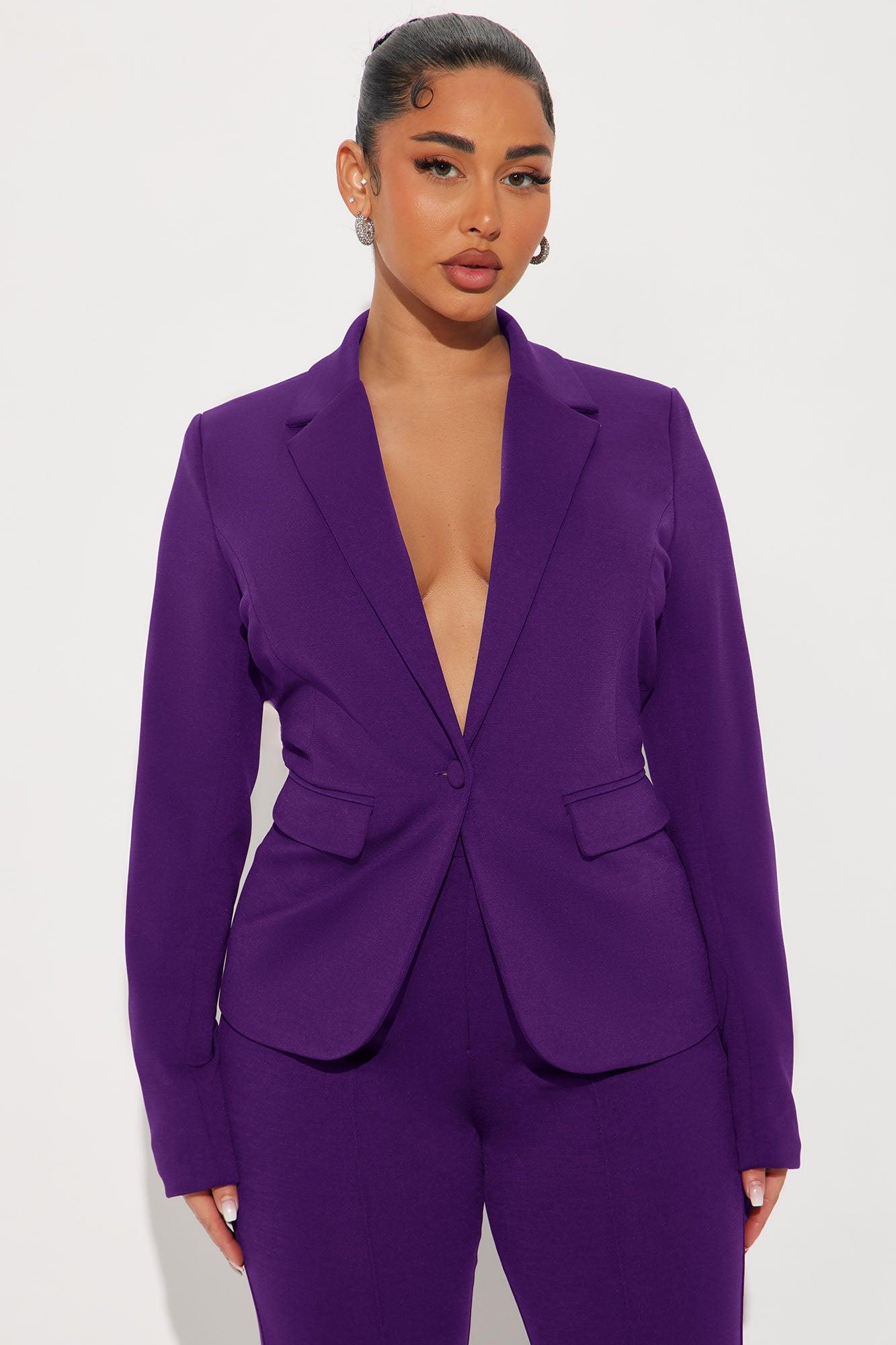 Business Per Usual Blazer Pant Set - Plum Female Product Image