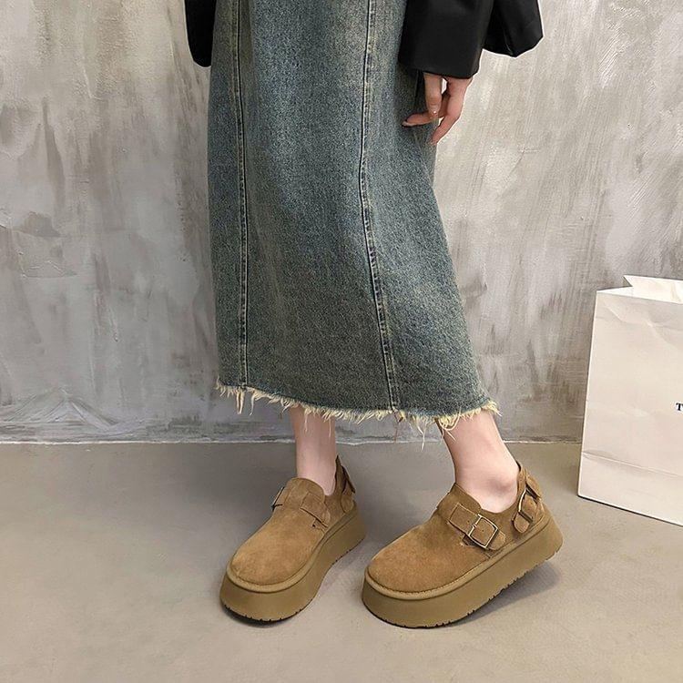 Buckled Platform Slip Ons Product Image