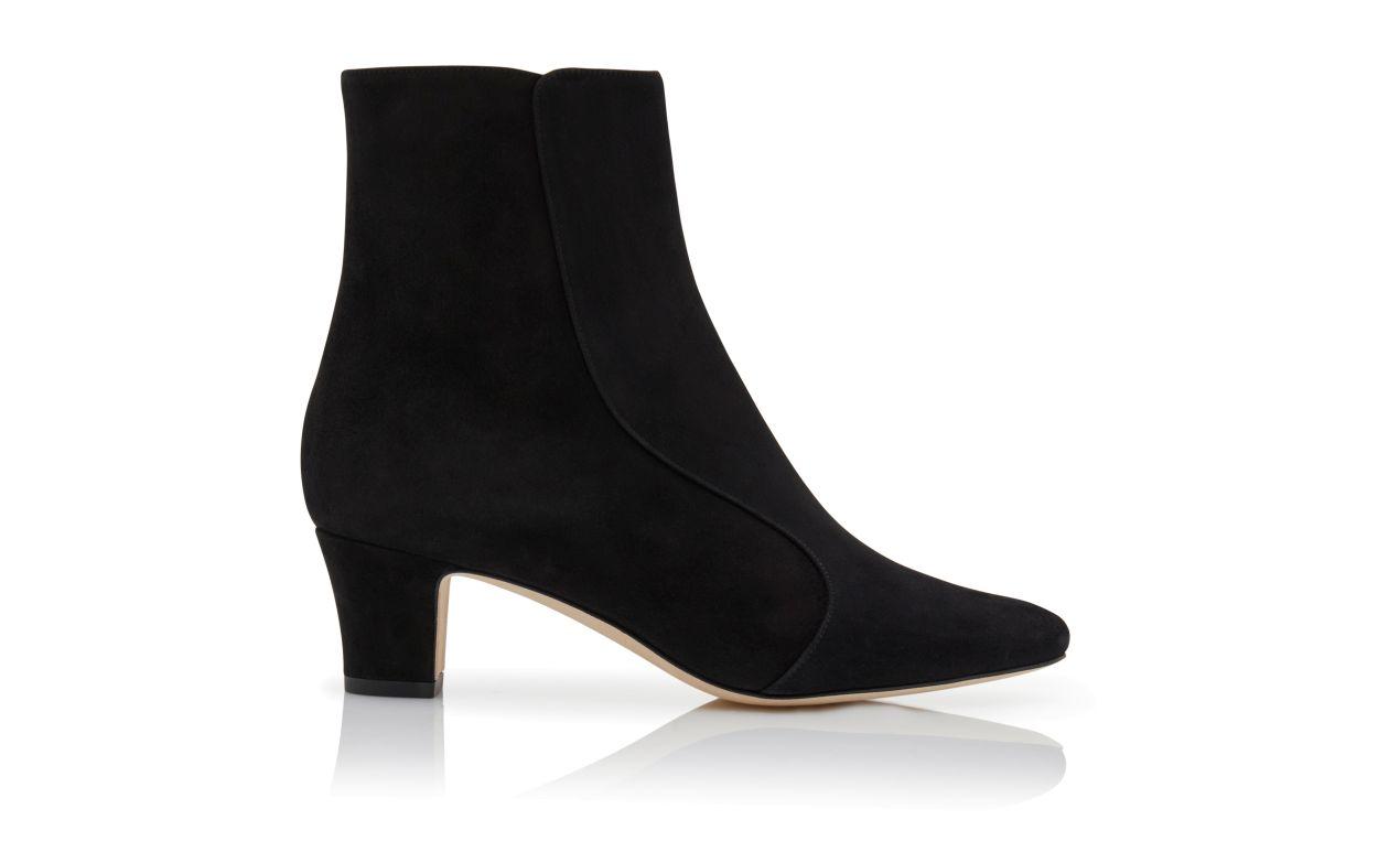 MYCONIA Black Suede Round Toe Ankle Boots Product Image