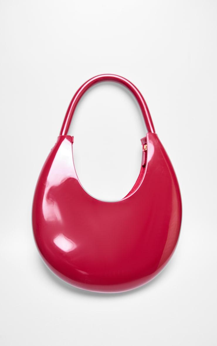 Burgundy Patent Pu Round Shoulder Bag Product Image