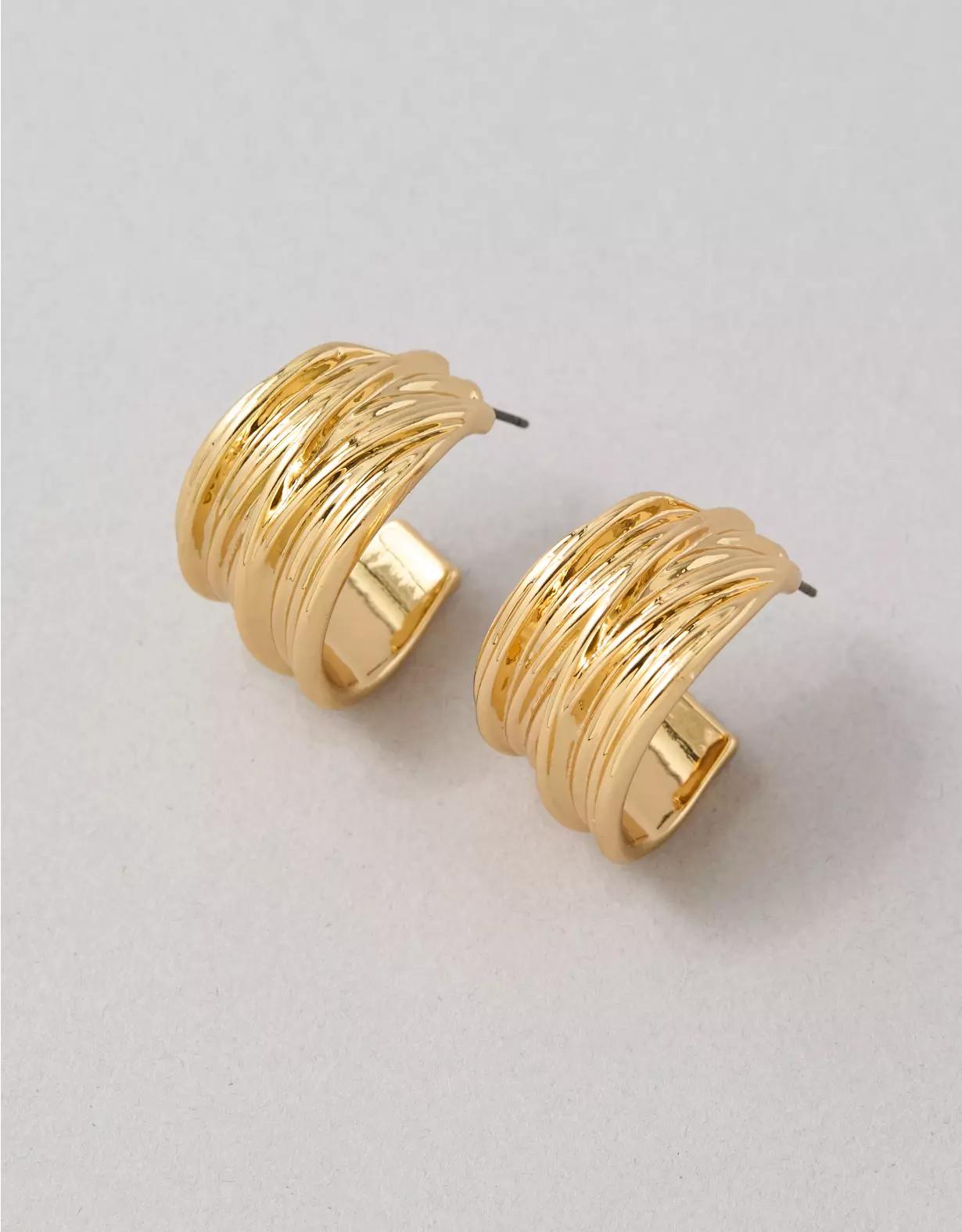 AEO Textured Half Hoop Earrings Product Image
