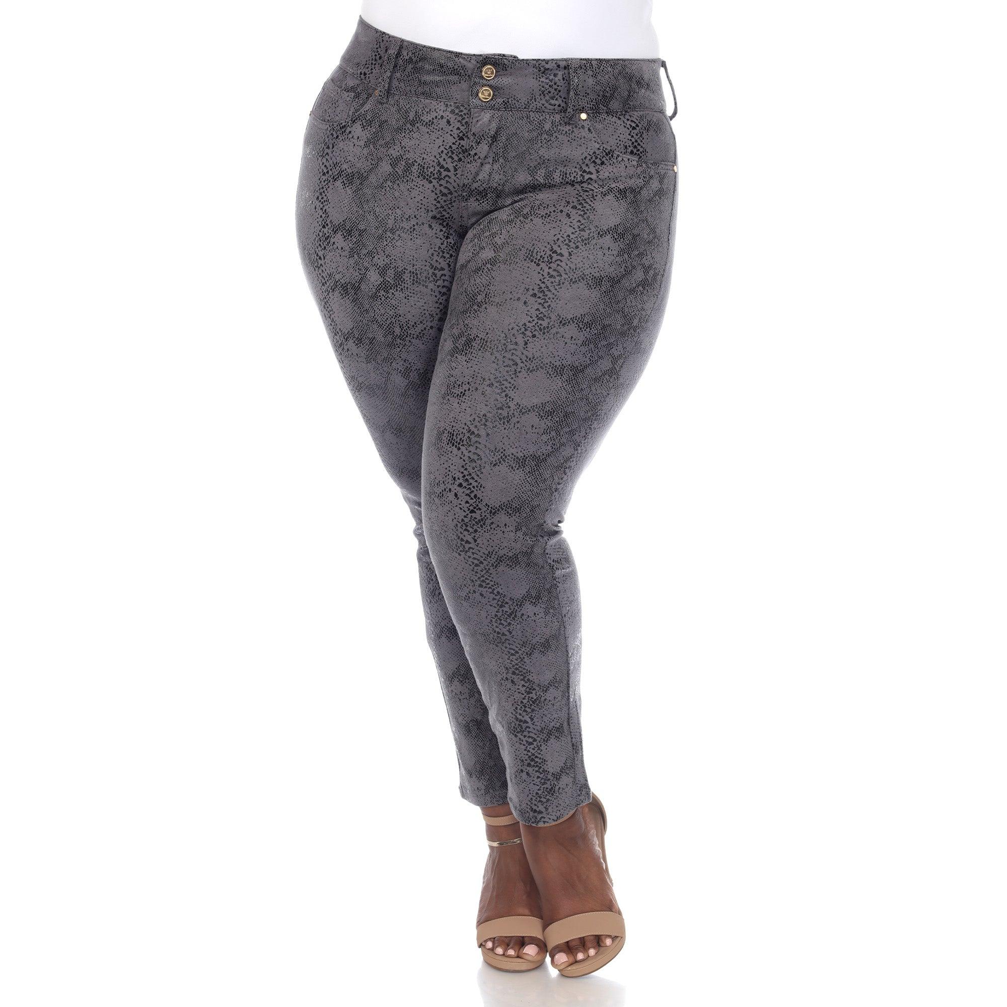 Faux Suede Snake Print Pants - Plus Product Image