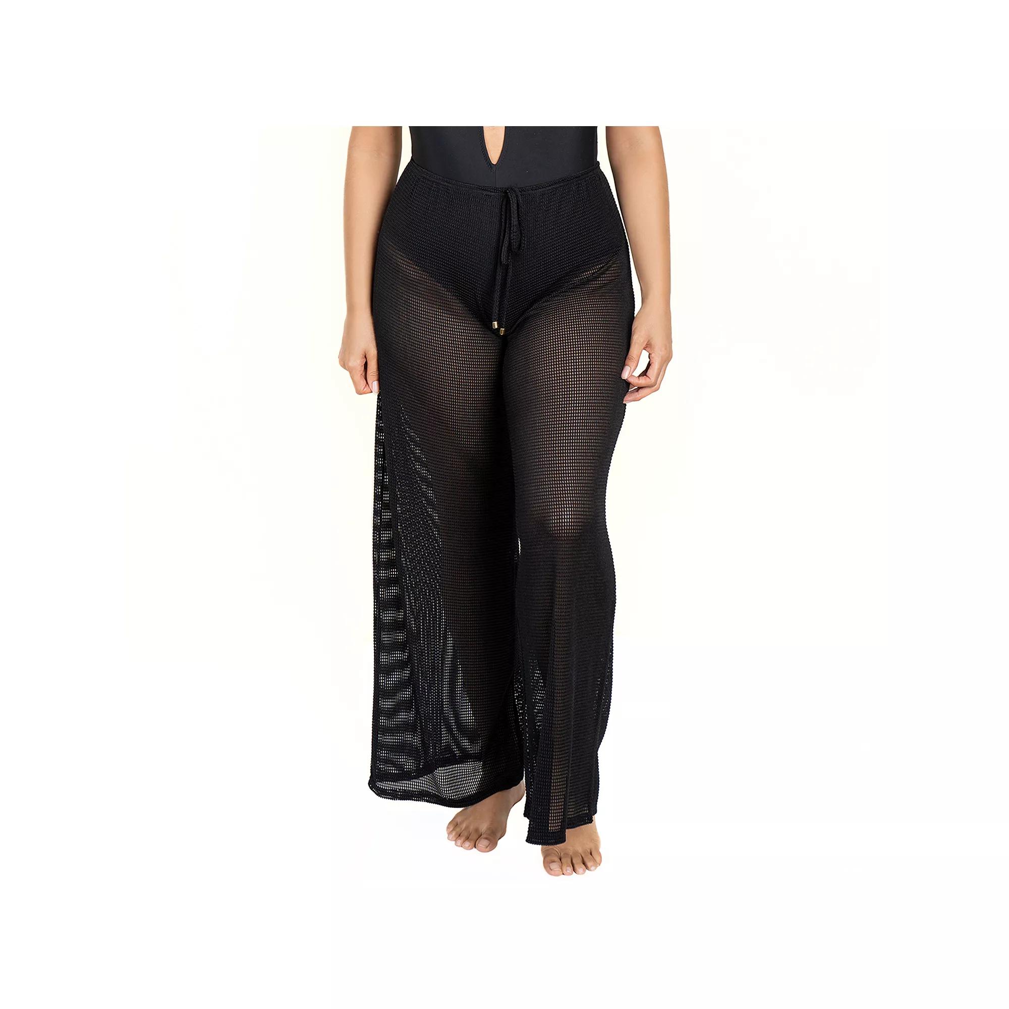 Plus Size Jordan Taylor Wide Leg Swim Cover-Up Pants, Women's, Size: 1XL, Black Product Image