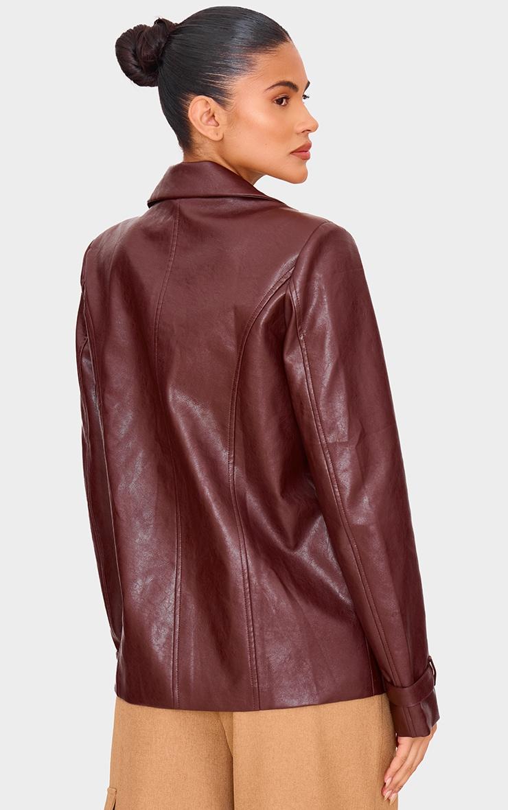 Chocolate Faux Leather Blazer Product Image