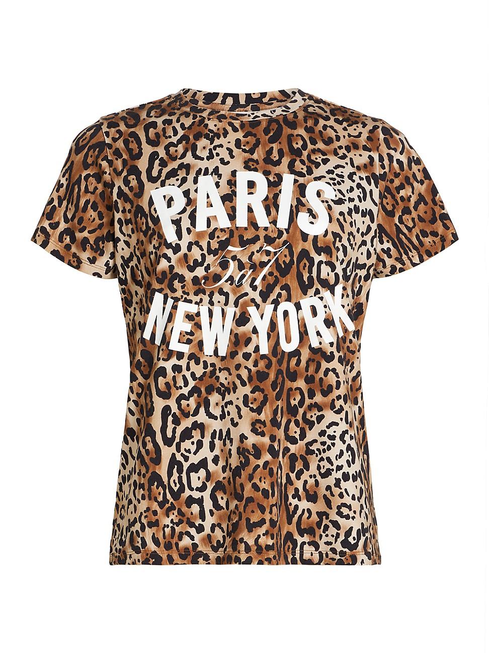 Womens Leopard Jersey Paris New York Tee Product Image