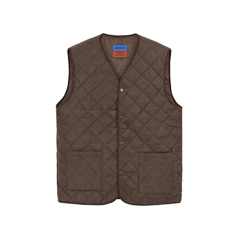 RT No. 2801 BROWN DIAMOND QUILTED VEST Product Image