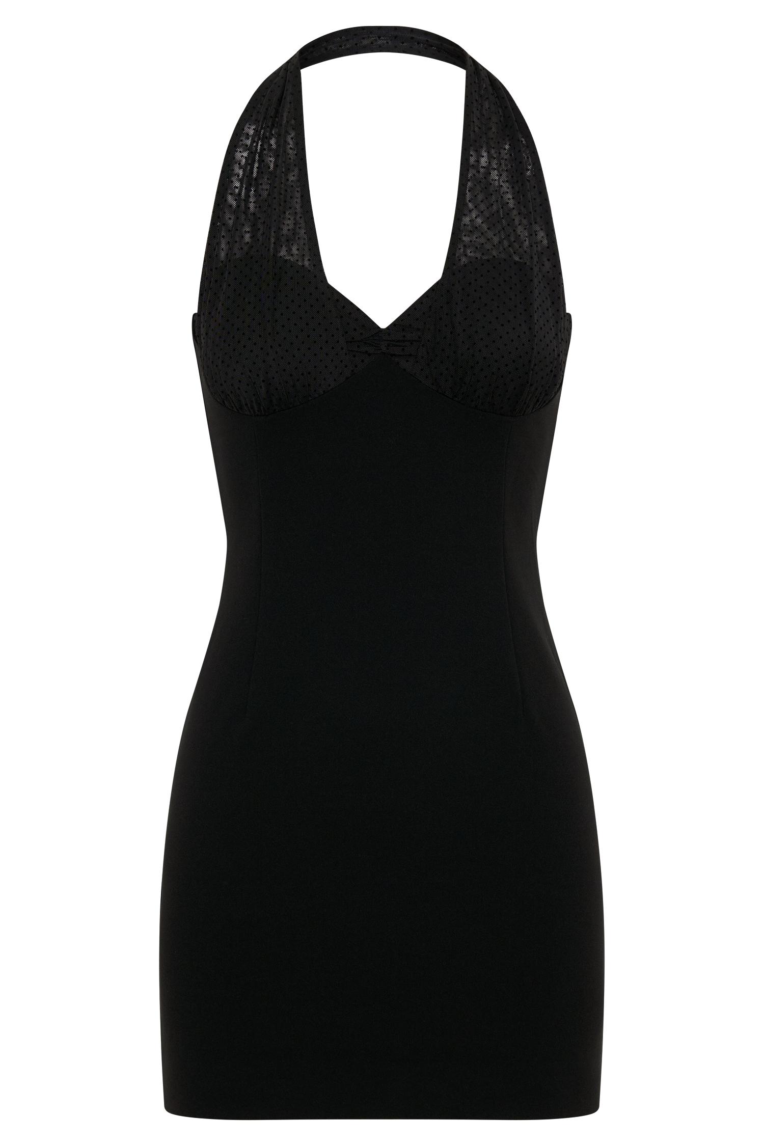 Cressida Crepe Halter Mini Dress - Black Product Image
