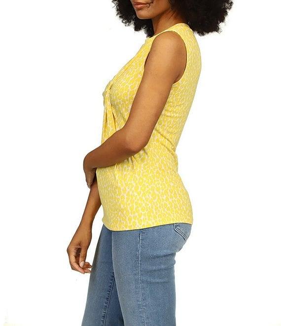 Michael Kors Printed Twist Front Crew Neckline Sleeveless Top Product Image