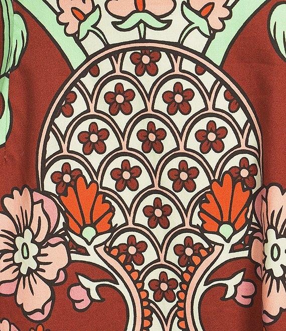 Mestiza New York Pippa Jardin Rose Print Boat Neck Short Puff Sleeve Midi Dress Product Image