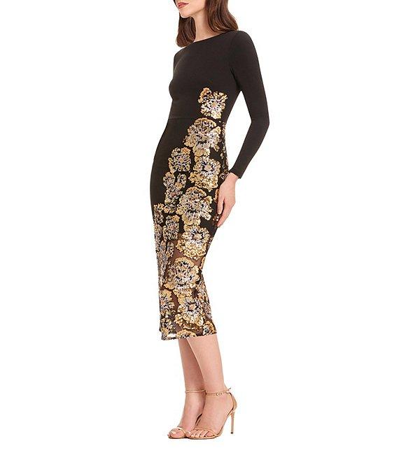 Dress the Population Mara Long Sleeve Sequin Bodycon Midi Dress Product Image