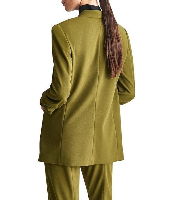 DKNY by Donna Karan Scuba Crepe Ruched 3/4 Ruched Sleeve Open Front Jacket Product Image