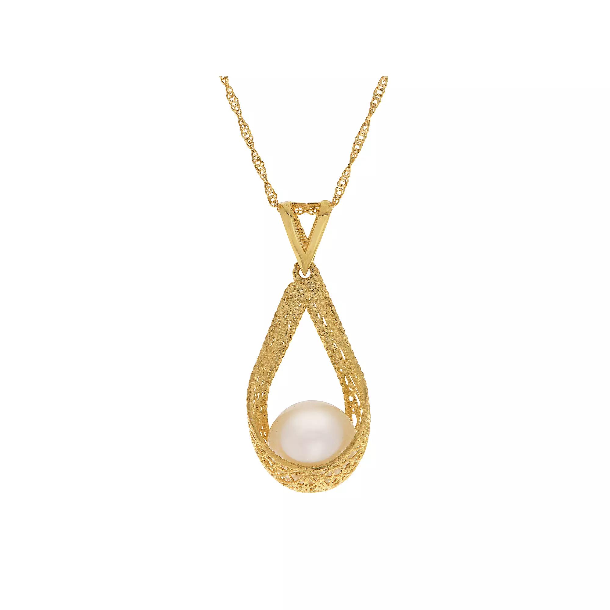 PearLustre by Imperial 14k Gold Freshwater Cultured Pearl Teardrop Pendant, Womens Product Image