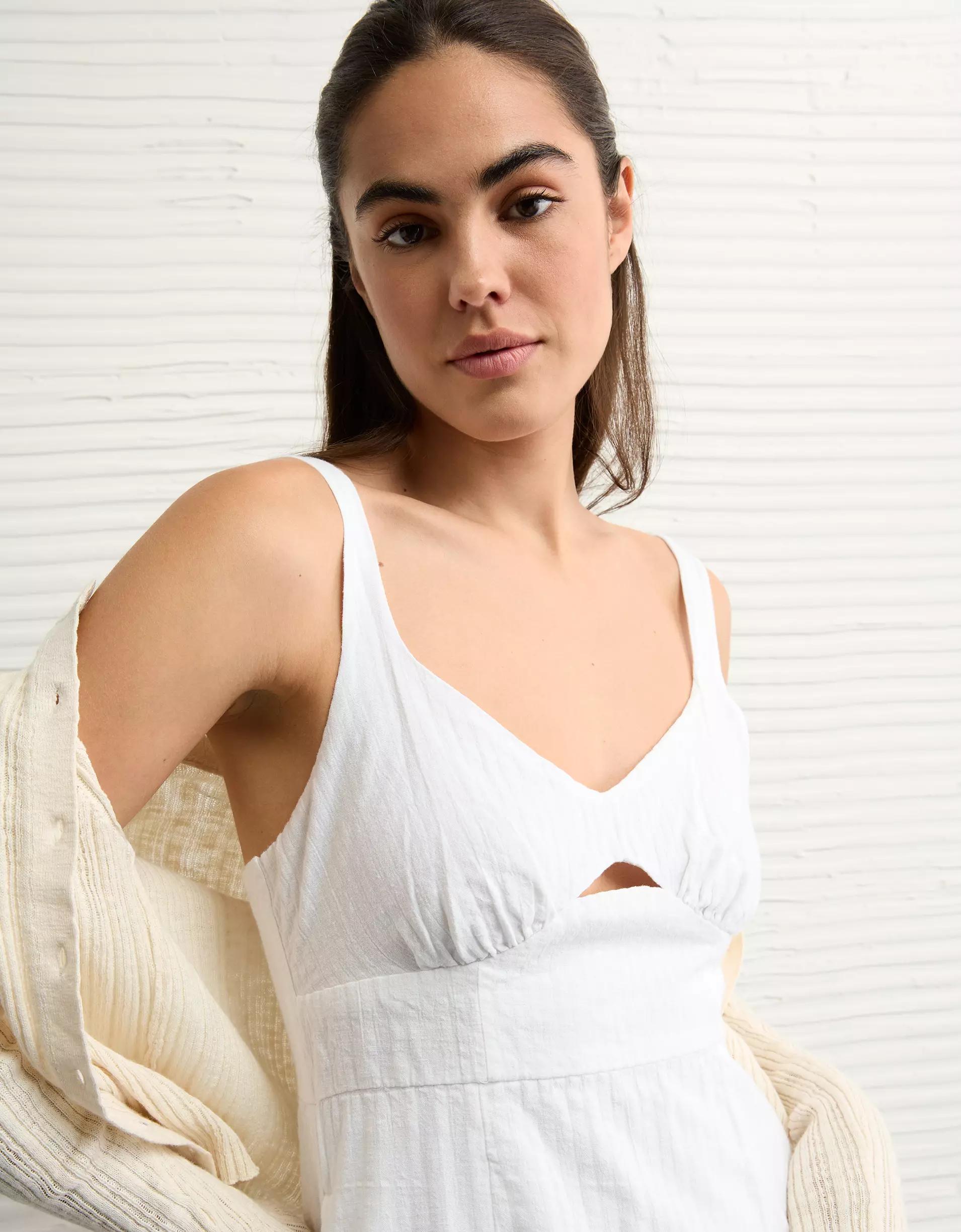 AE Linen-Blend Cut-Out Mini Dress Product Image
