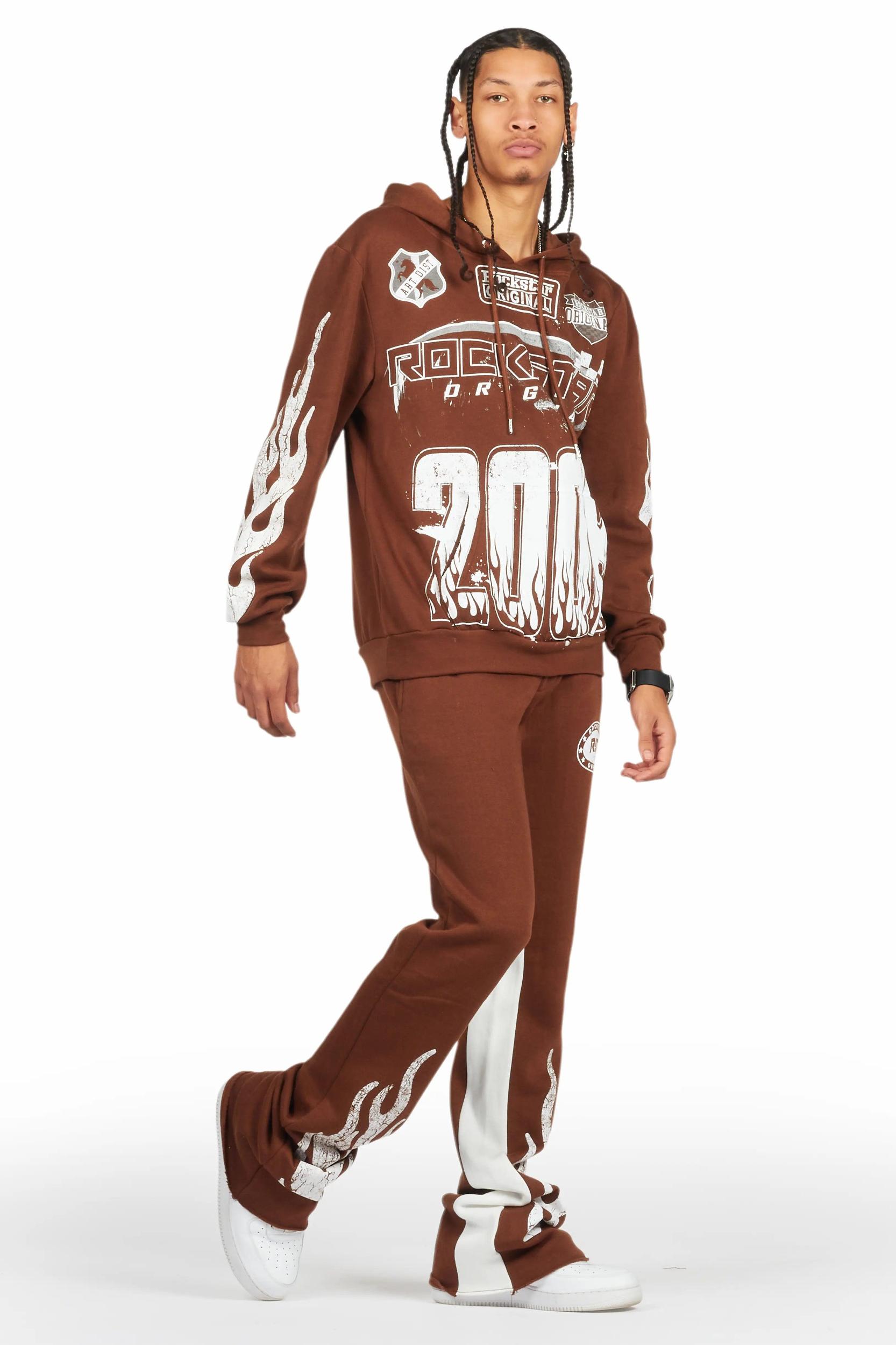 Amos Brown Hoodie/Baggy Track Pant Set Male Product Image