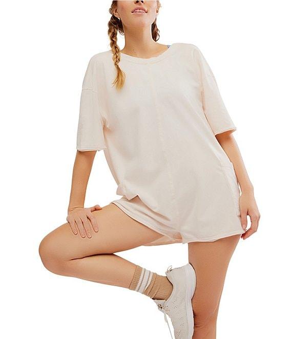 Free People FP Movement Hot Shot Crew Neck Short Sleeve Oversized Patch Pocket V Back Tee Romper Product Image