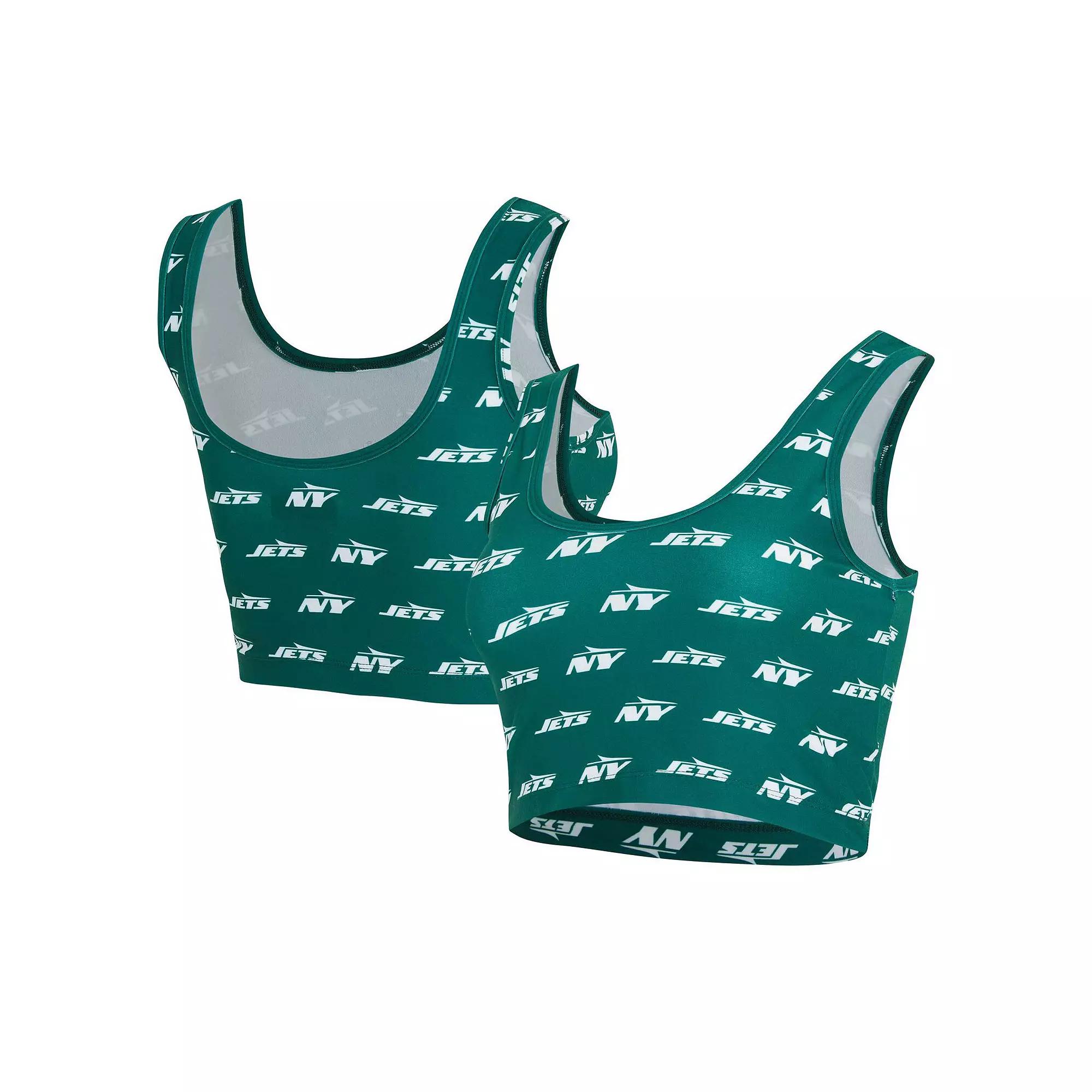 Women's Concepts Sport Green New York Jets Record Allover Print Bralette,  Product Image