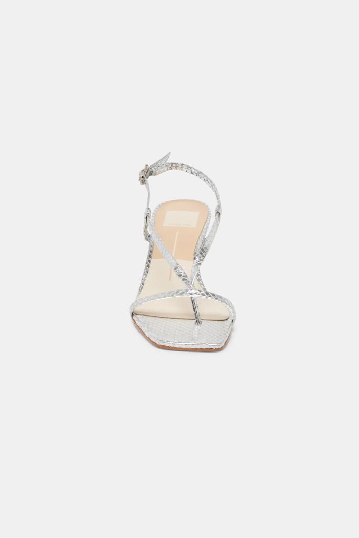 Laury Heels - Silver Embossed Leather Product Image