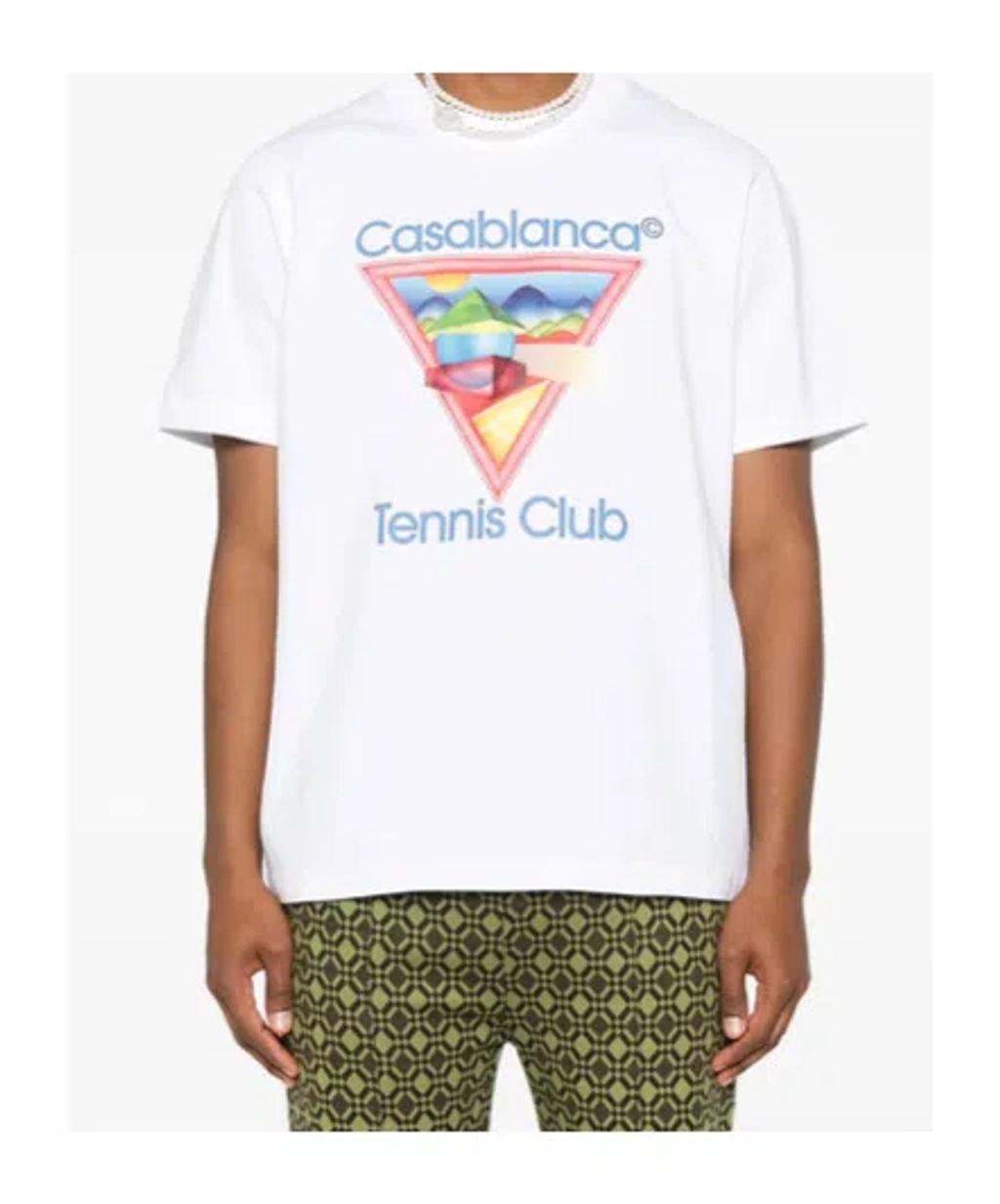 CASABLANCA Cotton Crew Neck T-shirt With Graphic Print In White Product Image