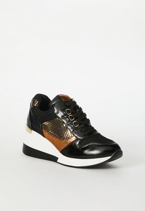 JustFab Margaux Platform Loafer Pump Womens Black/ White Size 8.5 Product Image