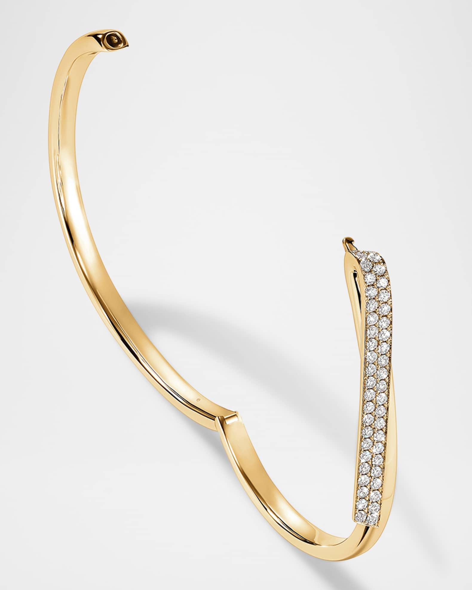18K Yellow Gold Inside Out Diamond Flip Bangle Bracelet Product Image