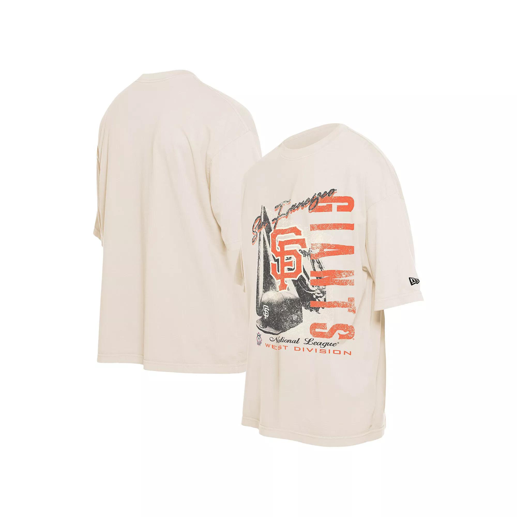 Men's New Era Cream San Francisco Giants Cooperstown Collection Oversized Throwback Distressed T-Shirt, Size: 3XL, Beige Product Image