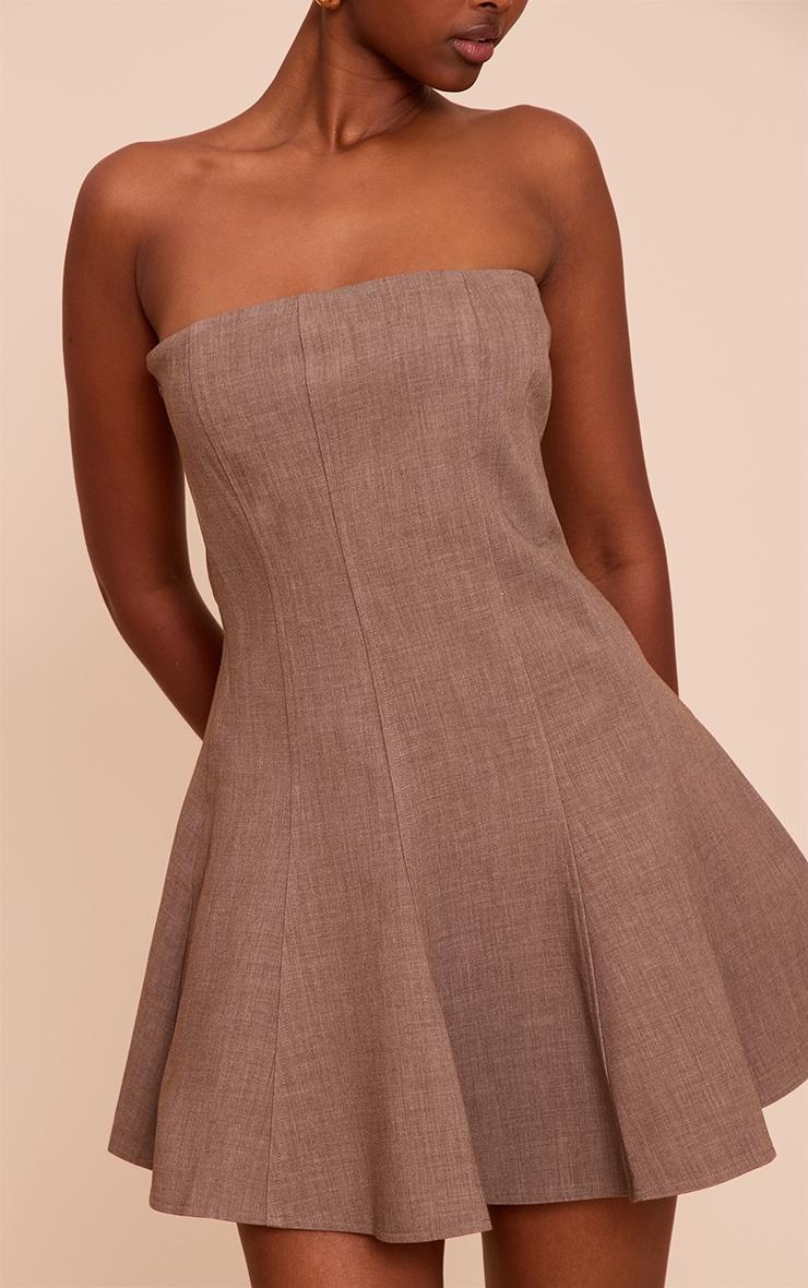 Taupe Woven Bandeau Shift Mini Dress Product Image