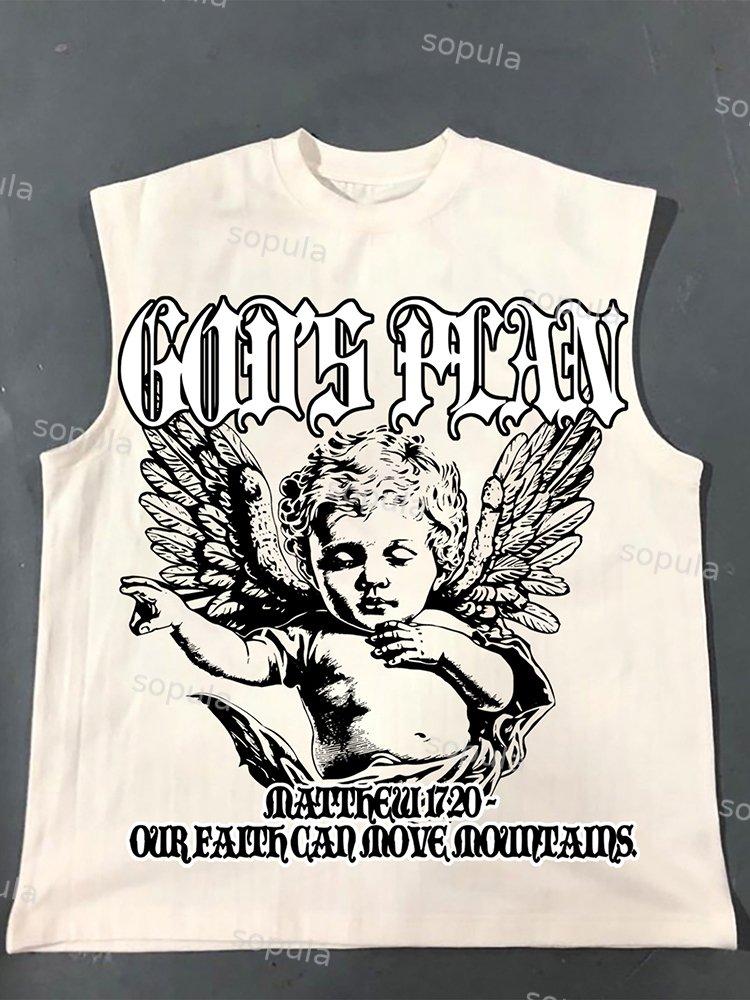 Sopula Angel Graphics God's Plan Bible Print Cotton Sleeveless Tank Top Product Image