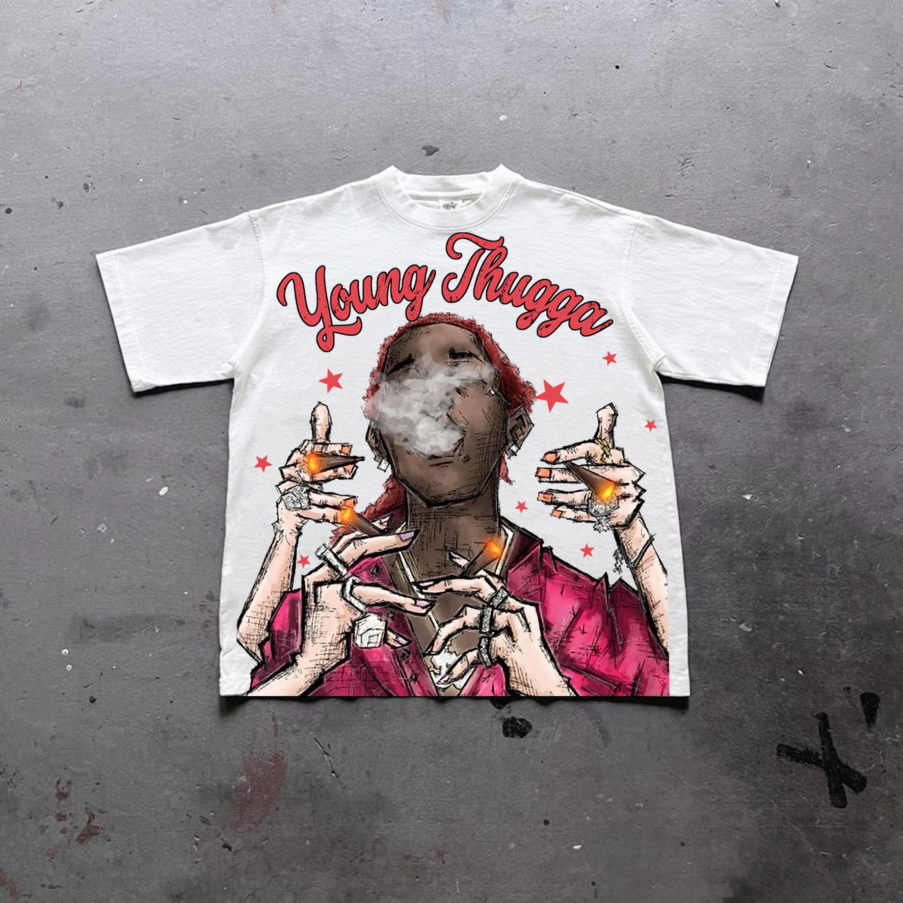 Young Thugga Vintage Graphics Print Cotton T-Shirt Product Image