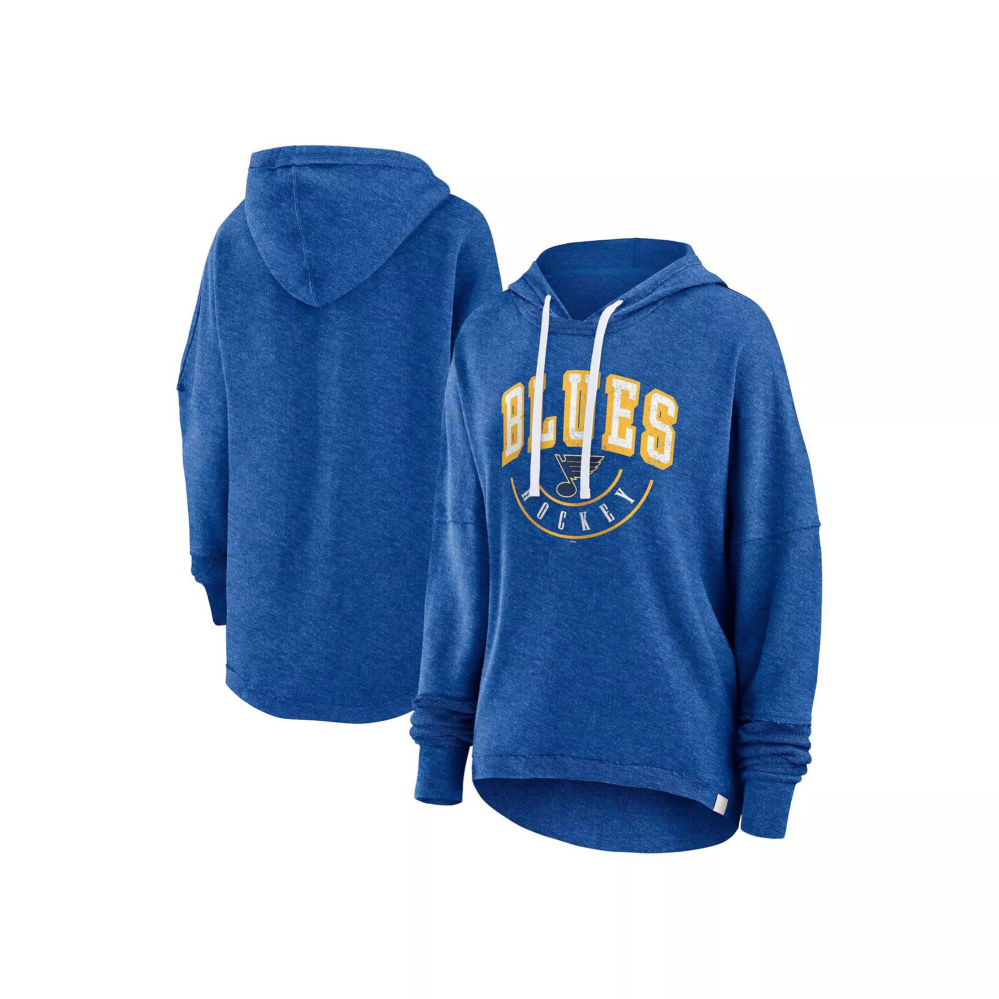 Women's Fanatics Branded Heather Blue St. Louis Blues Lux Lounge Helmet Arch Pullover Hoodie,  Product Image