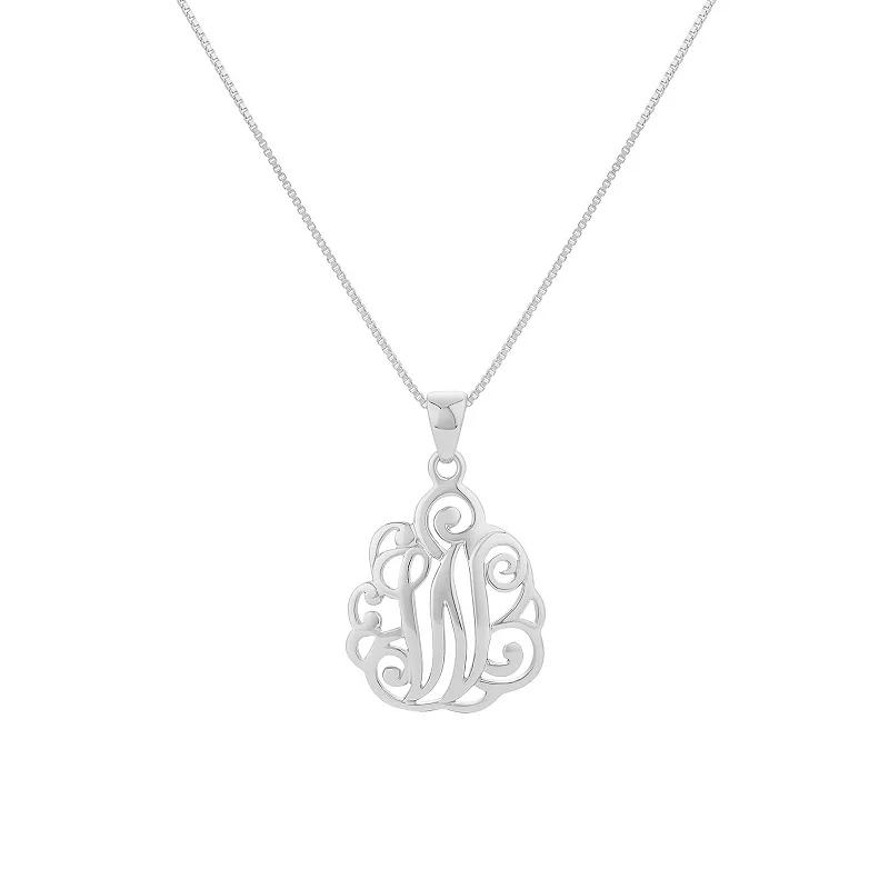 PRIMROSE Sterling Silver Monogram Initial Pendant Necklace, Women's, Size: 18", Silver Tone F Product Image