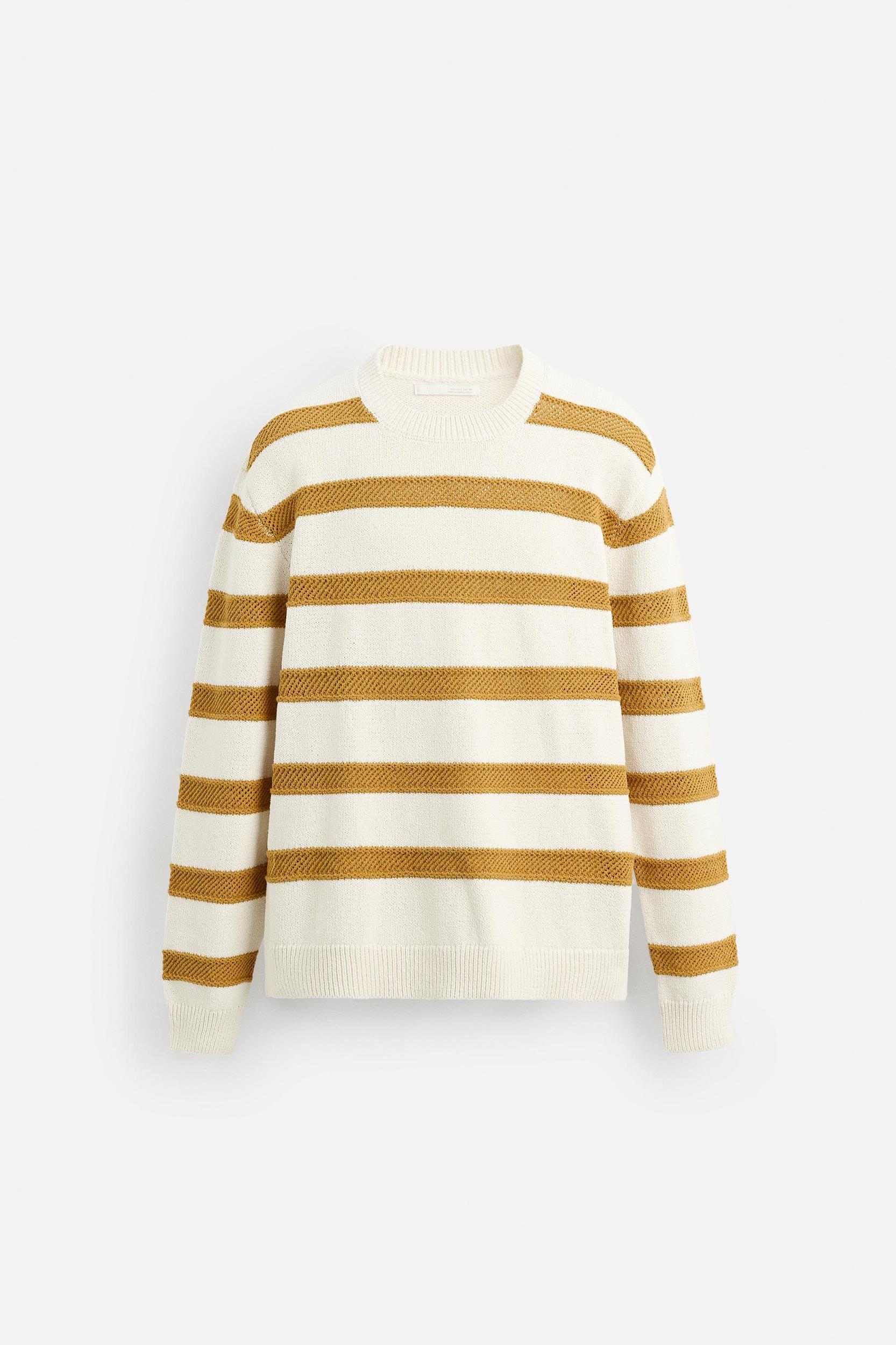OPENWORK TEXTURED STRIPE SWEATER Product Image