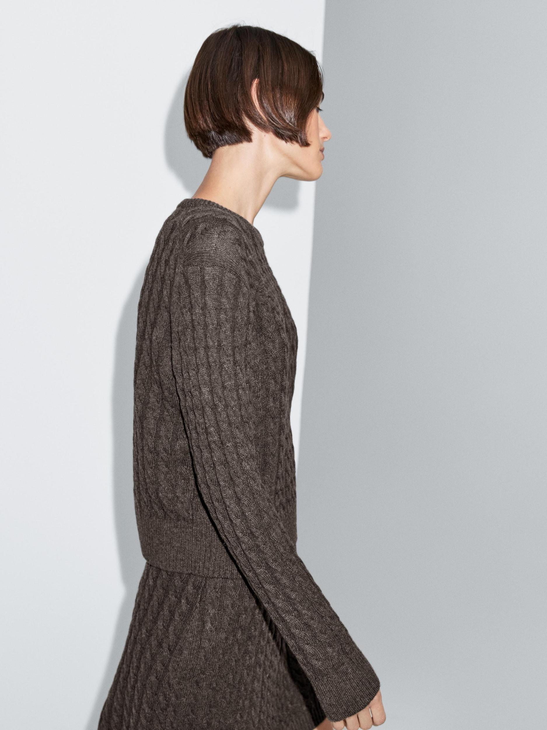 Wool blend cable-knit sweater Product Image