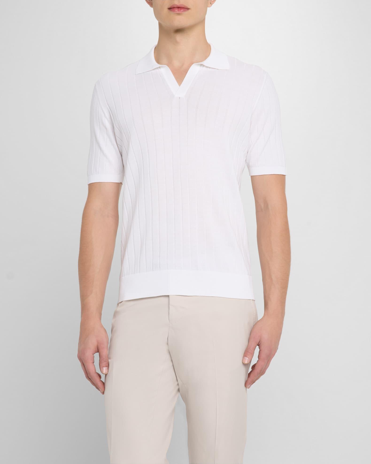 Men's Cotton Rib Short-Sleeve Polo Sweater Product Image