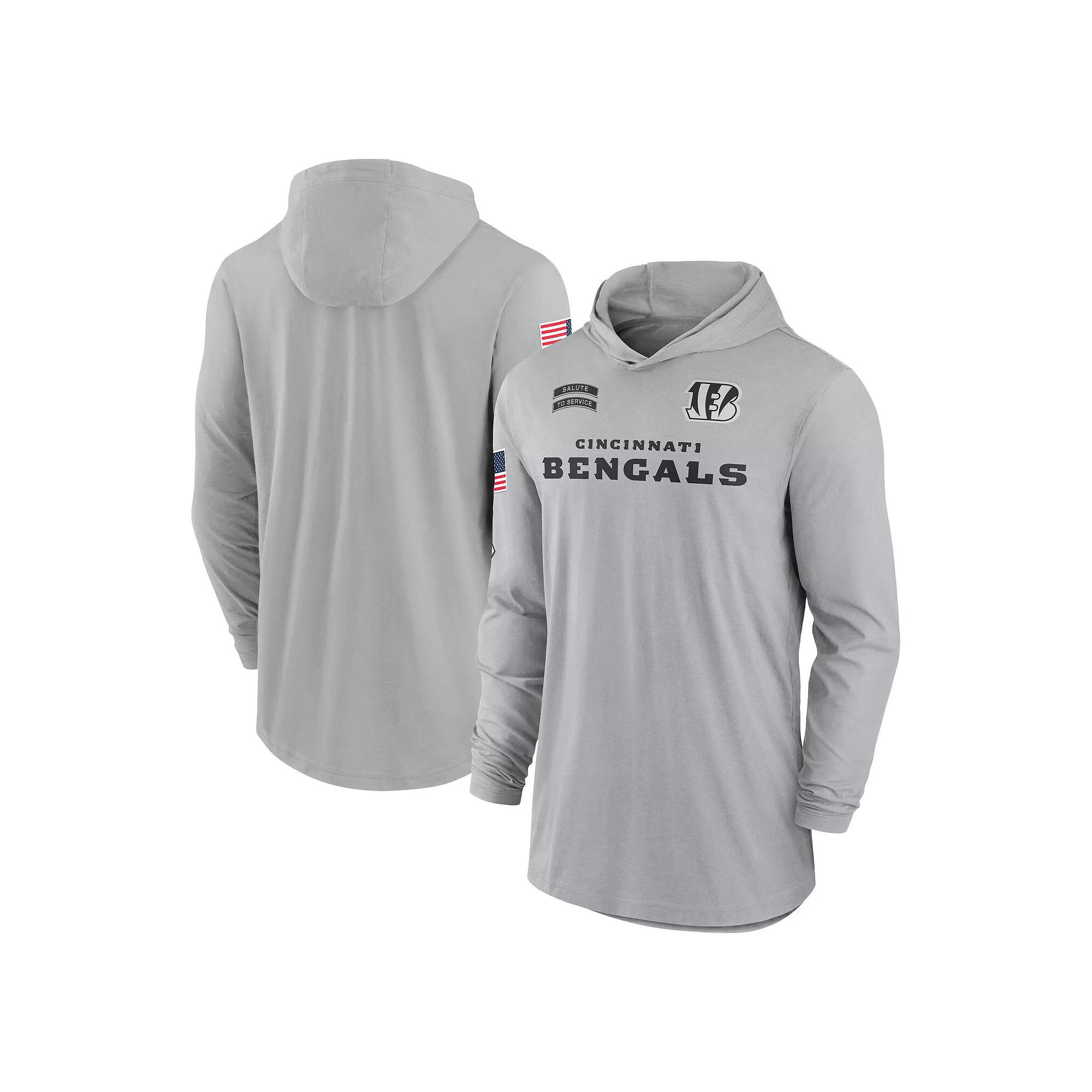 Men's Nike Gray Cincinnati Bengals 2024 Salute to Service Lightweight Performance Long Sleeve Hooded T-Shirt, Size: 3XL, Grey Product Image