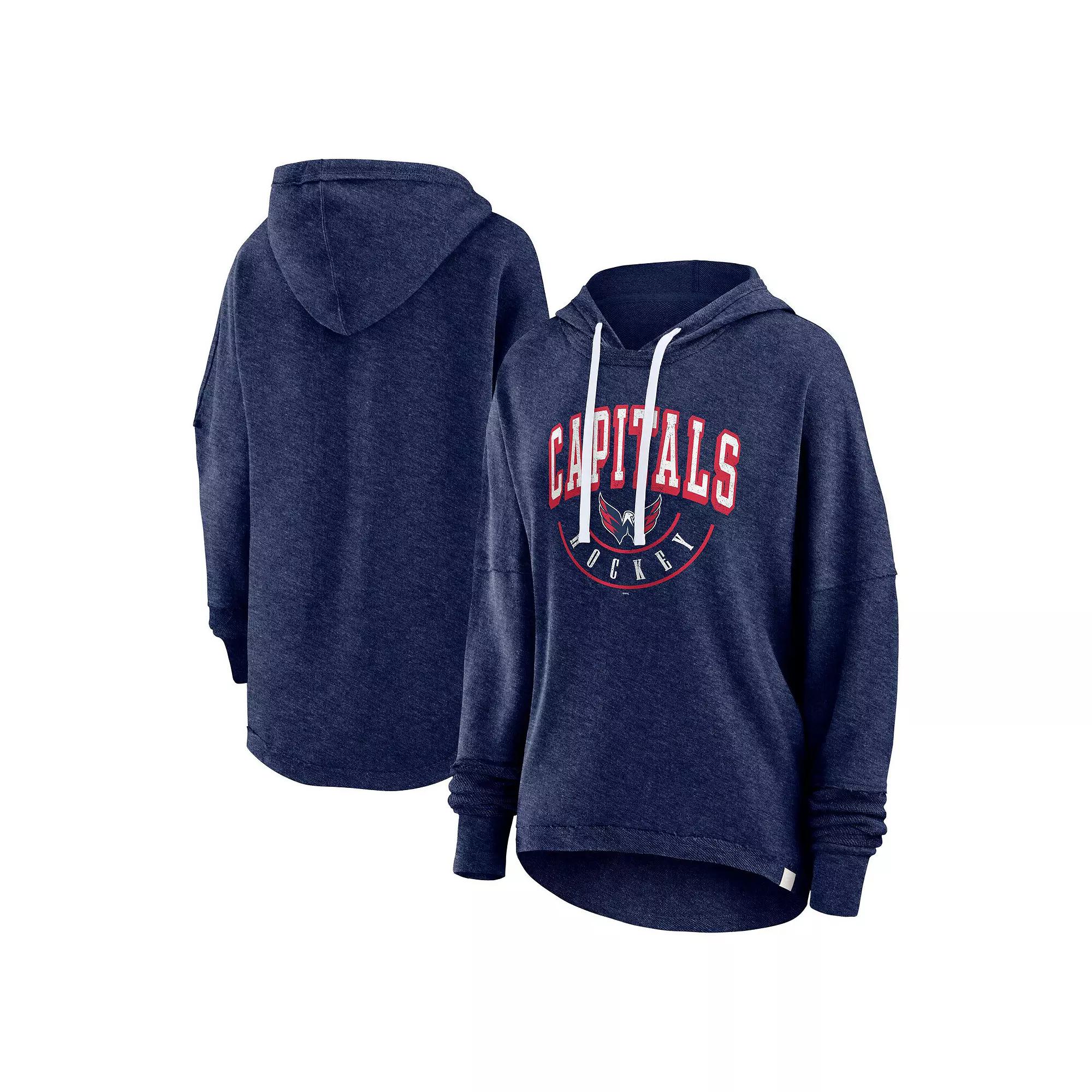 Women's Fanatics Branded Heather Navy Washington Capitals Lux Lounge Helmet Arch Pullover Hoodie, Size: Small, Blue Product Image