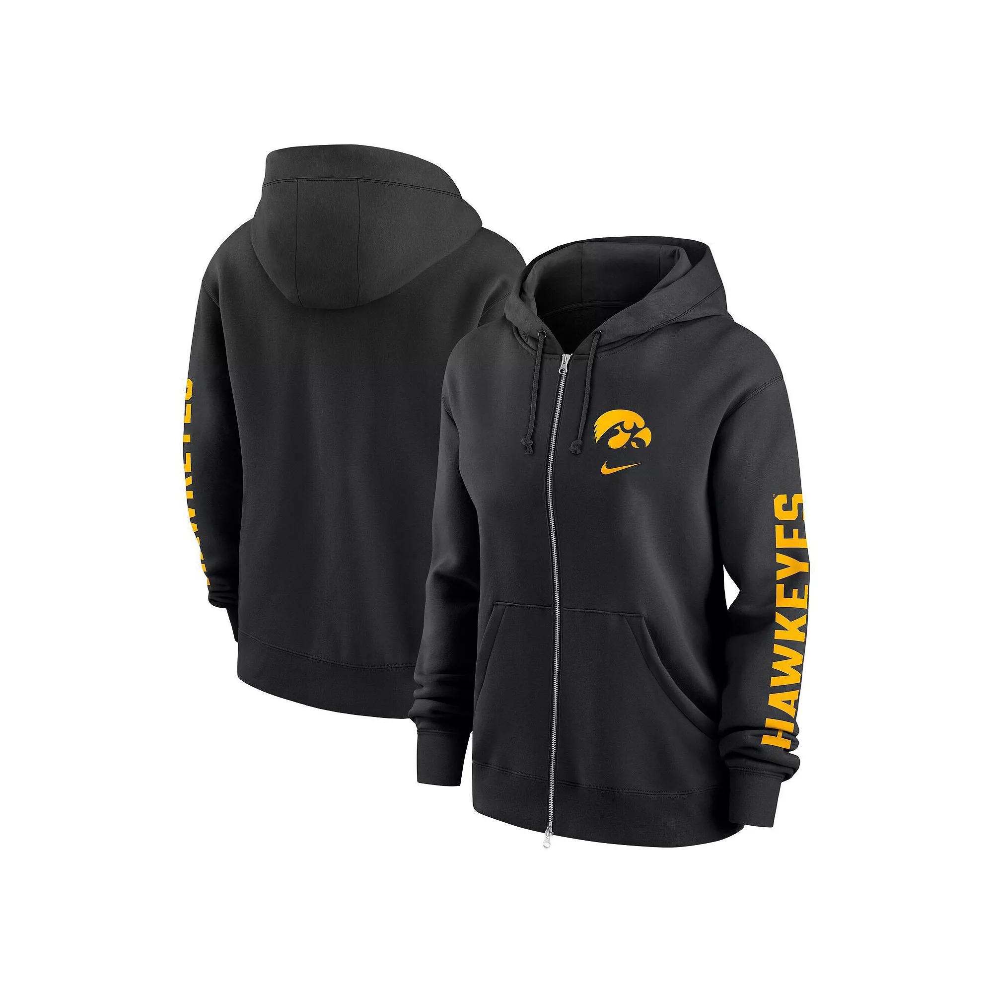 Women's Nike  Black Iowa Hawkeyes Oversize Lockup Phoenix Full-Zip Hoodie Jacket, Size: XL Product Image