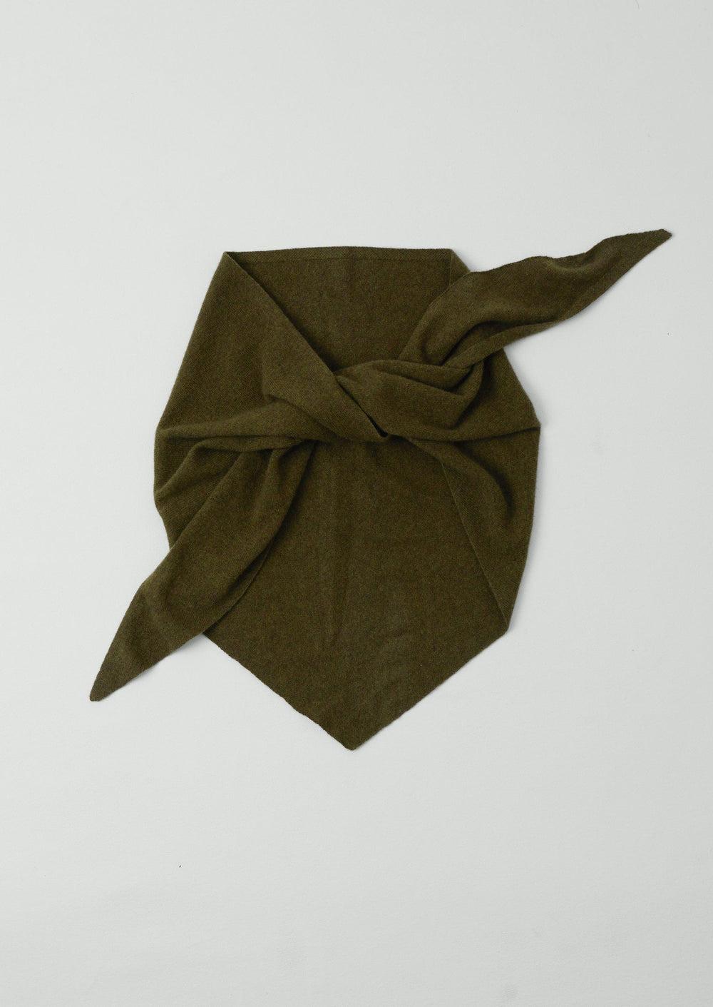 Wool Cashmere Large Bandana | Olive Product Image