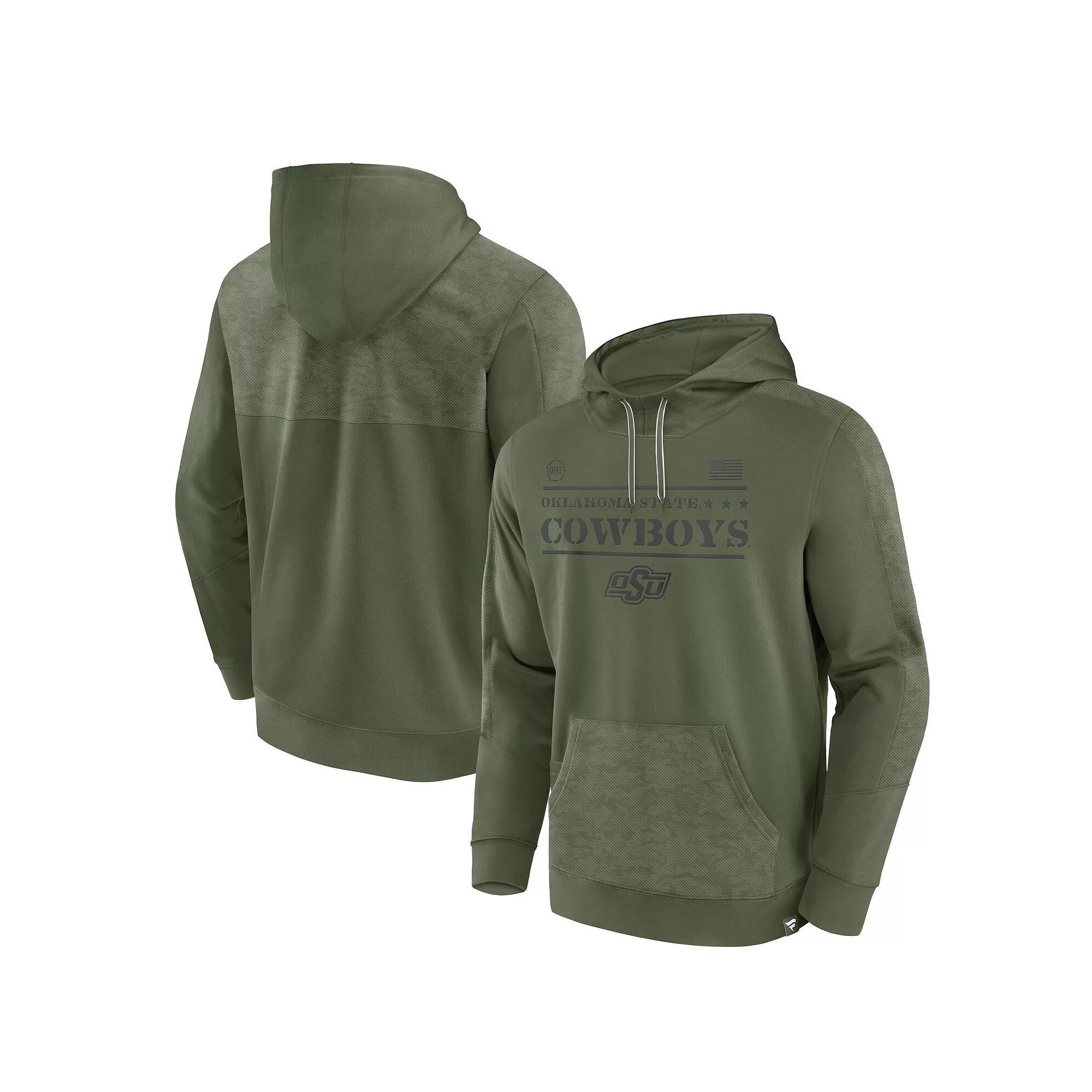 Men's Fanatics Branded Olive Oklahoma State Cowboys OHT Military Appreciation Stencil Pullover Hoodie, Size: Medium, Team Product Image