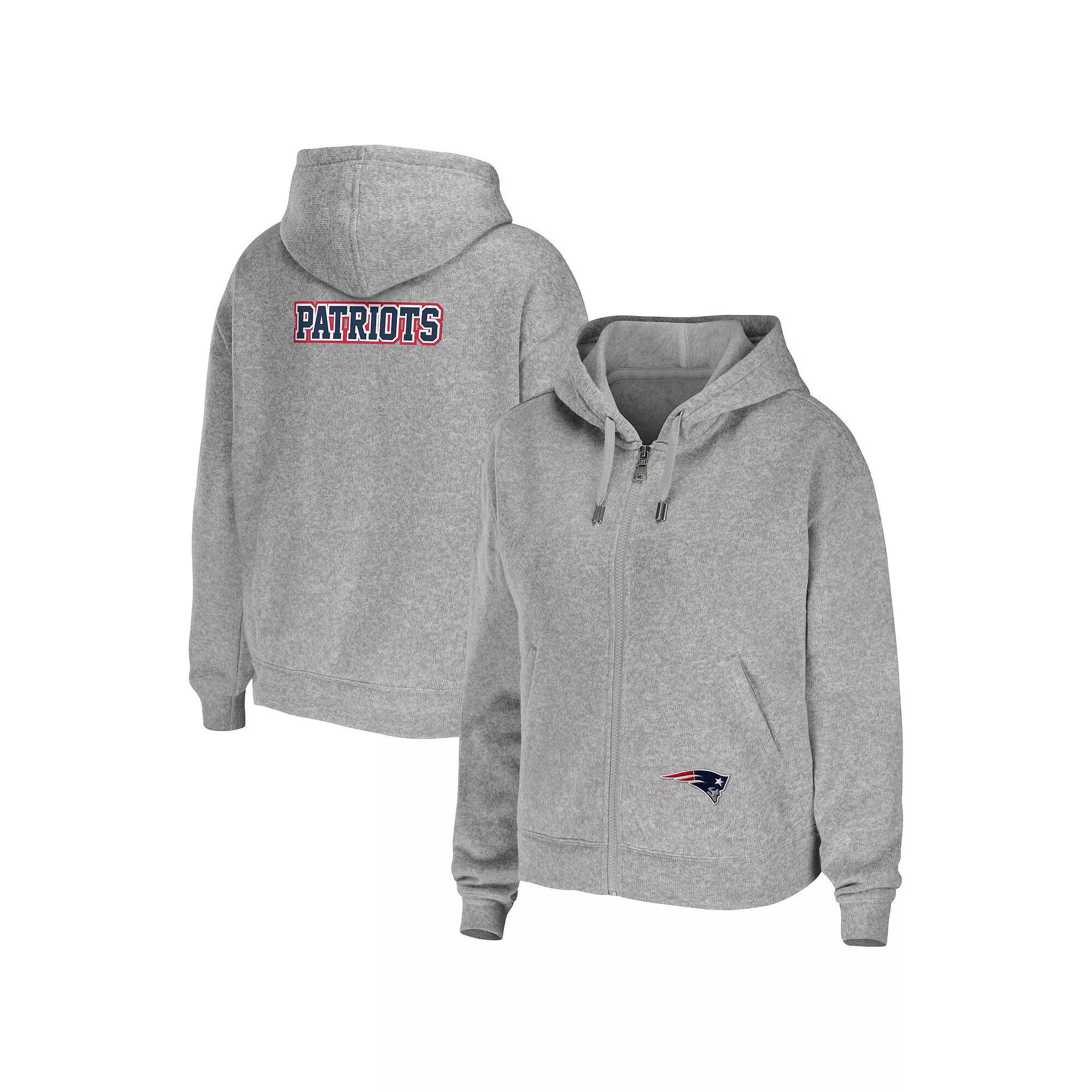 Women's WEAR by Erin Andrews Heathered Gray New England Patriots Team Full-Zip Hoodie,  Product Image