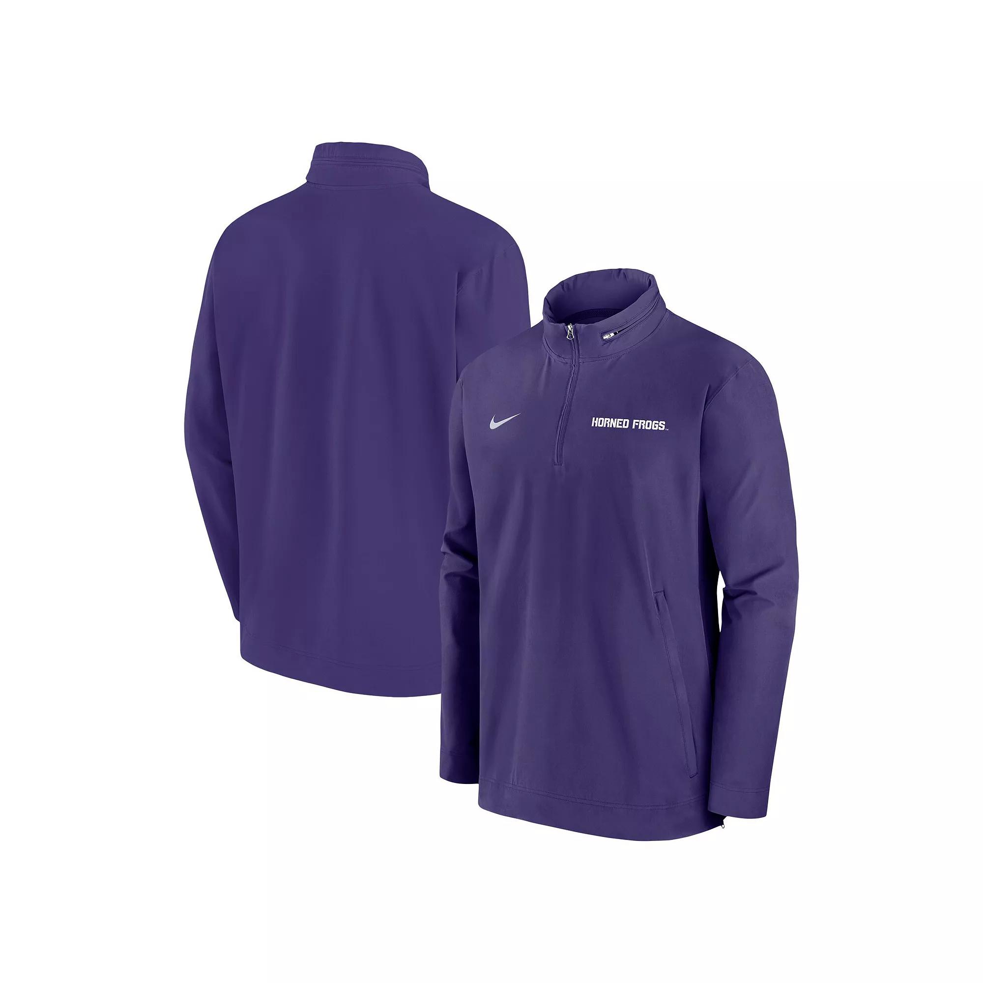 Men's Nike Purple TCU Horned Frogs 2024 Sideline Coach Quarter-Zip Hoodie Jacket,  Product Image