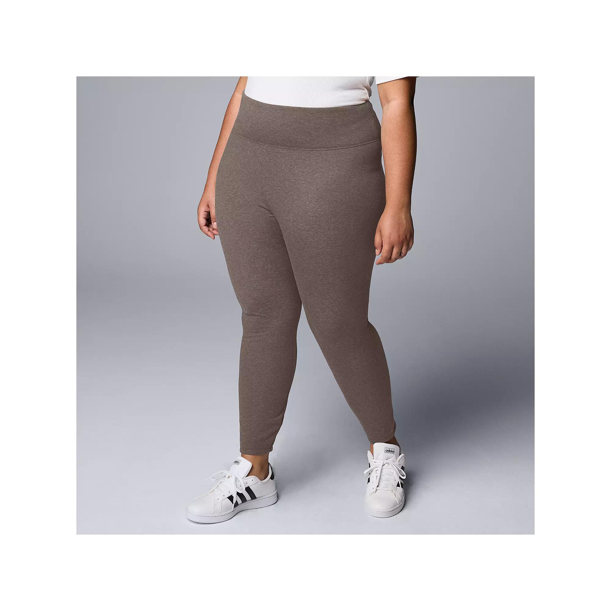 Plus Size Simply Vera Vera Wang High Rise Fleece-Lined Leggings, Women's, Size: 1XL, Light Fudge Grey Product Image