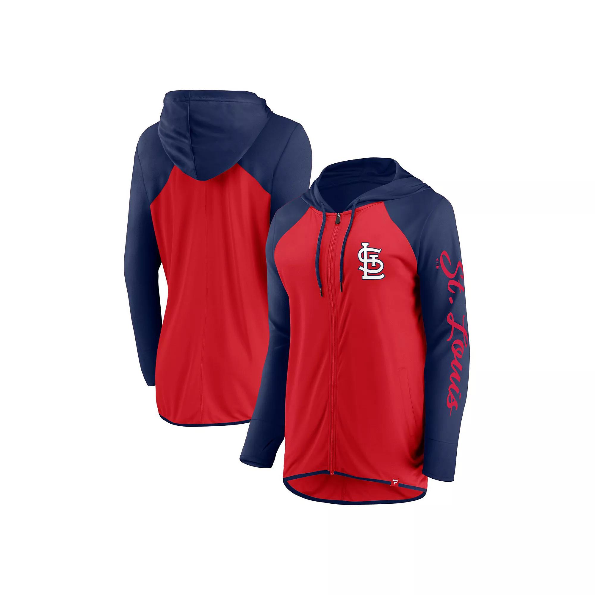 Women's Fanatics Red/Navy St. Louis Cardinals Script Sleeve Full-Zip Hoodie, Size: 3XL Product Image