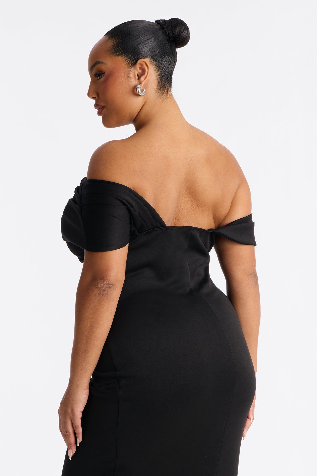 Soraya One Shoulder Scuba Midi Dress - Black Female Product Image